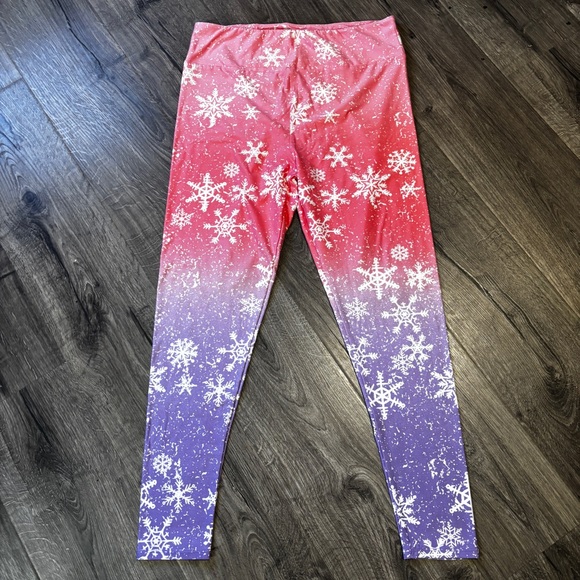 LuLaRoe Pants - Lularoe Dream Women’s Leggings with Snowflake Design in Pink and Purple